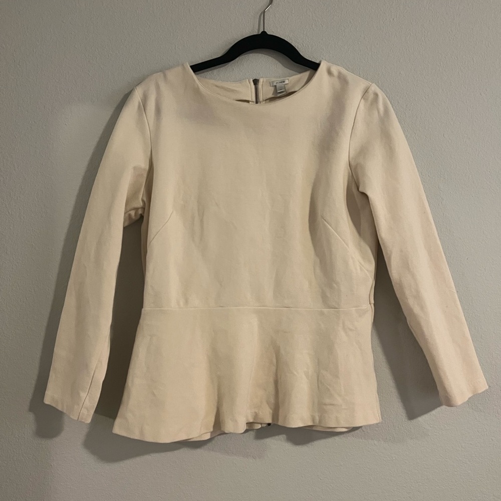 J Crew peplum cream blouse size: M